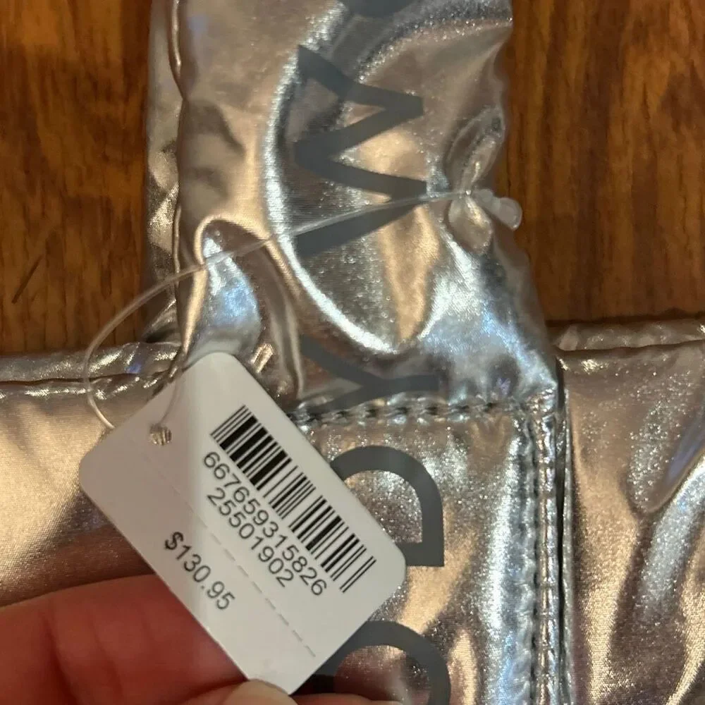 NWT Bath & body Works silver puffer large quilted tote bag new
